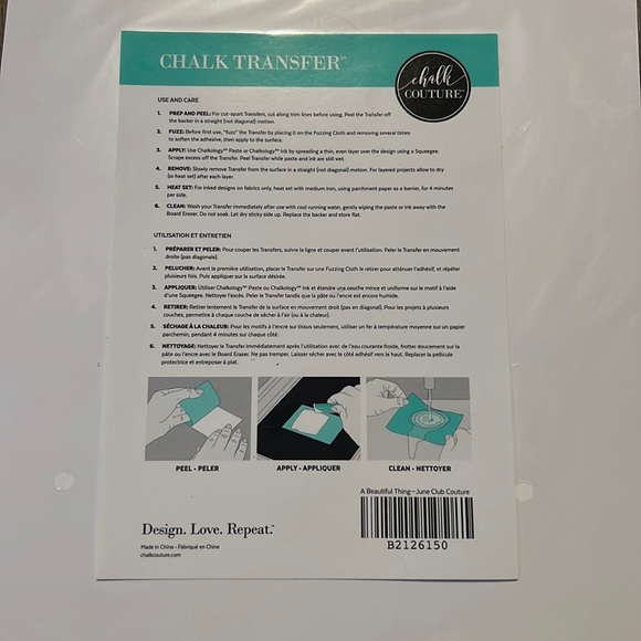 A Beautiful Thing Chalk Couture Transfer Size B - Picture 2 of 3